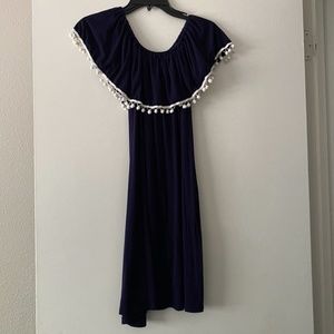 Dark Blue Off The Shoulder Dress - Size Small